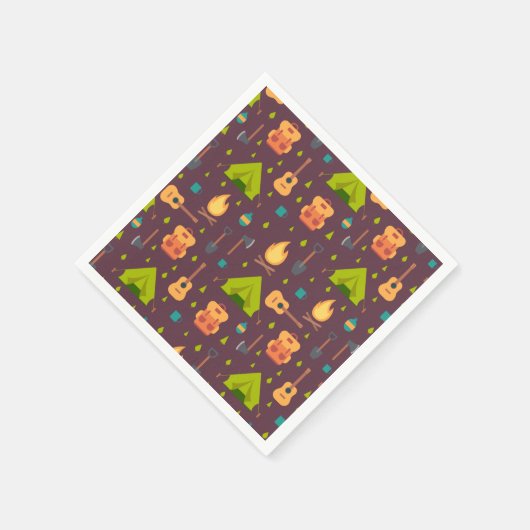 Rustische kamperpatroontenten en gitaren servet (Hoek)