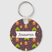 Rustische kamperpatroontenten en gitaren sleutelhanger (Voorkant)