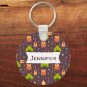 Rustische kamperpatroontenten en gitaren sleutelhanger (Voorkant)