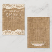 Rustische Kanten Jute Handgemaakte Sieraden Oorbel Visitekaartje (Voorkant / Achterkant)