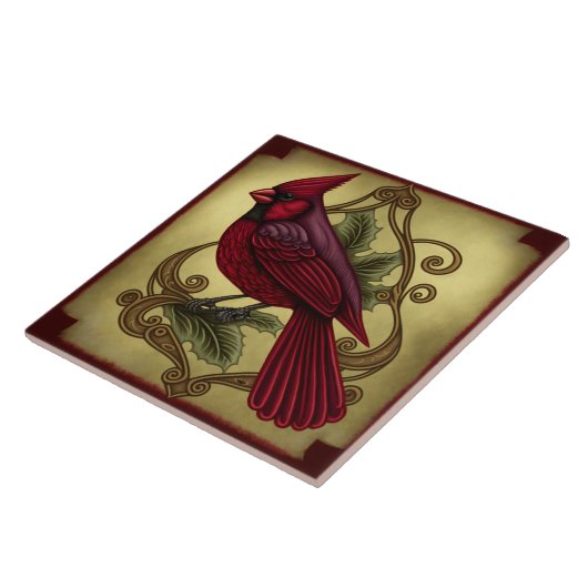 Rustische kardinaal tegeltje (Zijkant)