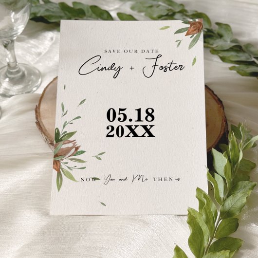 Rustische katoenen groene wedding save the date