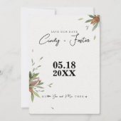 Rustische katoenen groene wedding save the date (Voorkant)