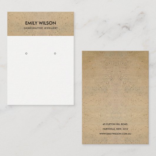 RUSTISCHE KERAMISCHE TERRACOTTA TEXTURE EARRING DI VISITEKAARTJE (Voorkant / Achterkant)