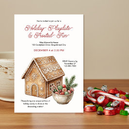Rustische Kerst Gingerbread Versier Playdate Kaart