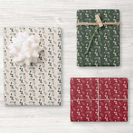 Rustische Kerst Hulstbes en Bladgroen Inpakpapier Vel