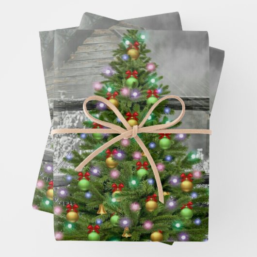 Rustische kerst inpakpapier vel (In situ)