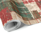 Rustische Kerst Plaid Patchwork Kerstmis Cadeaupapier (Rol Hoek)