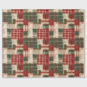 Rustische Kerst Plaid Patchwork Kerstmis Cadeaupapier (Vlak)