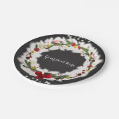 Rustische Kerst Wit Dennenkrans Kerstfeest Papieren Bordje (Gekanteld)