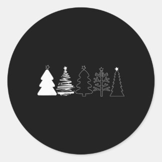 Rustische Kerstbomen Winterbos Minimalistisch  Ronde Sticker