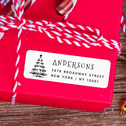 Rustische Kerstboom Vakantie Retouradres Etiket