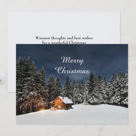 Rustische kerstflat met winterwinter met Cabin Feestdagenkaart (Voorkant / Achterkant)