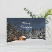 Rustische kerstflat met winterwinter met Cabin Feestdagenkaart (Staand voorkant)