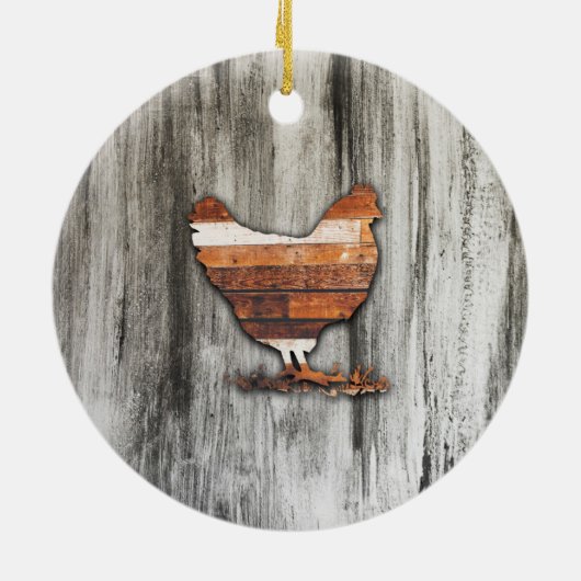 Rustische kip (bruin) keramisch ornament (Achterkant)