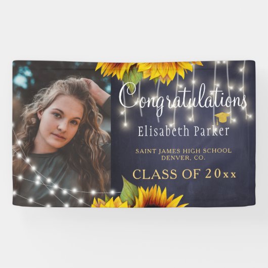 Rustische klasse van 2023 zonnebloempitten afstude spandoek (Horizontaal)