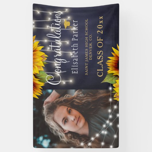 Rustische klasse van 2023 zonnebloempitten afstude spandoek (Verticaal)