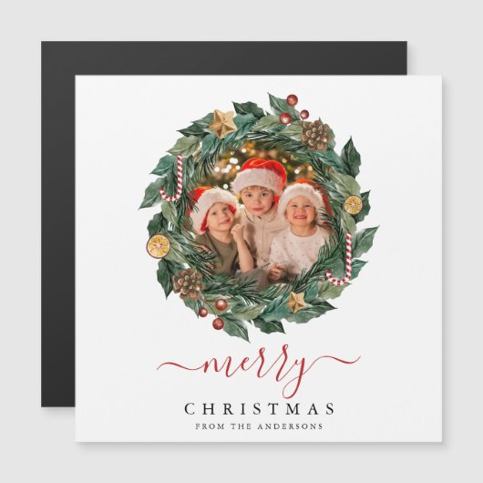 Rustische krans Elegante Kerstmis Aangepaste foto (Voorkant / Achterkant)