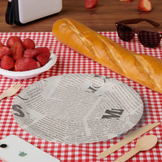 Rustische  krant Torn Piecessprint Papieren Bordje (Picknick)