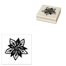 Rustische kunstbloem met kerst-kerstmankontvolk rubberstempel