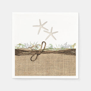 Rustische Kust Strand Zeester Jute & Groene Tinten Servet