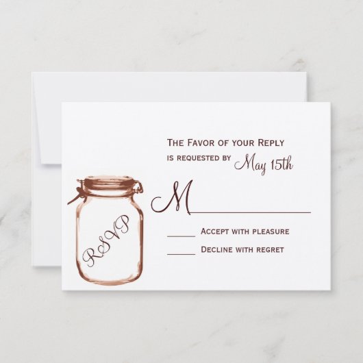 Rustische landkaart Mason Jar Wedding RSVP-kaarten RSVP Kaartje (Voorkant)
