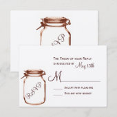 Rustische landkaart Mason Jar Wedding RSVP-kaarten RSVP Kaartje (Voorkant / Achterkant)