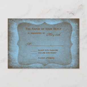 Rustische landkaart met blauwe bruiloft RSVP-kaart RSVP Kaartje