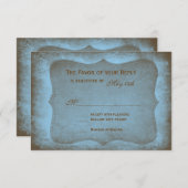 Rustische landkaart met blauwe bruiloft RSVP-kaart RSVP Kaartje (Voorkant / Achterkant)
