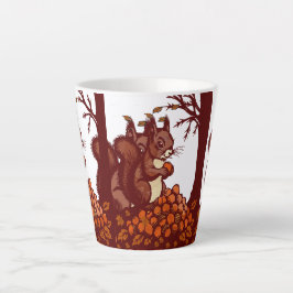 🐿️Rustische Latte Mokkop met Herfst Eekhoorn Mok