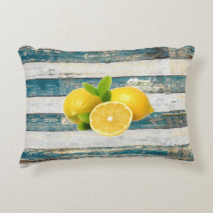 Rustische leemons (blauw) accent kussen