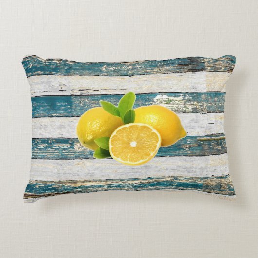 Rustische leemons (blauw) accent kussen (Voorkant)