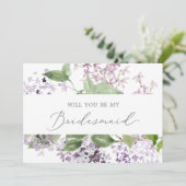 Rustische Lila Bridesmaid-Kaart Kaart (Staand voorkant)