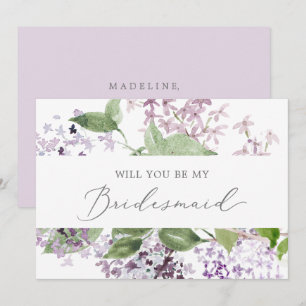Rustische Lila Bridesmaid-Kaart Kaart