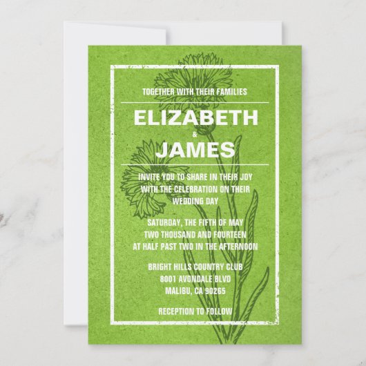 Rustische  Lime Green Wedding Invitations Kaart (Voorkant)