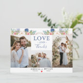 Rustische marine - Blush Pink Floral Modern Weddin Bedankkaart (Staand voorkant)