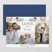 Rustische marine - Blush Pink Floral Modern Weddin Bedankkaart (Voorkant / Achterkant)