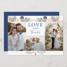 Rustische marine - Blush Pink Floral Modern Weddin Bedankkaart