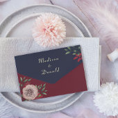 Rustische marine Bourgundy Wedding All In One Uitnodiging