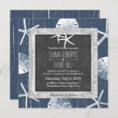 Rustische marine Seashells Wood omwoeld Starfish W Kaart (Voorkant / Achterkant)