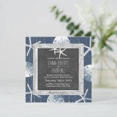 Rustische marine Seashells Wood omwoeld Starfish W Kaart (Staand voorkant)