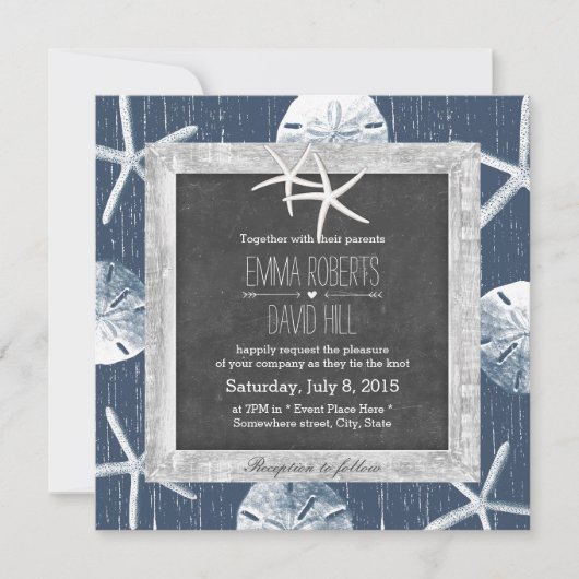 Rustische marine Seashells Wood omwoeld Starfish W Kaart (Voorkant)