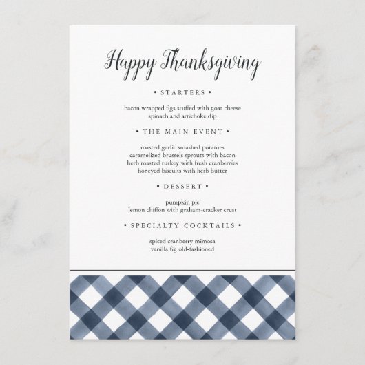 Rustische marinebuffel Thanksgiving Menu (Voorkant)