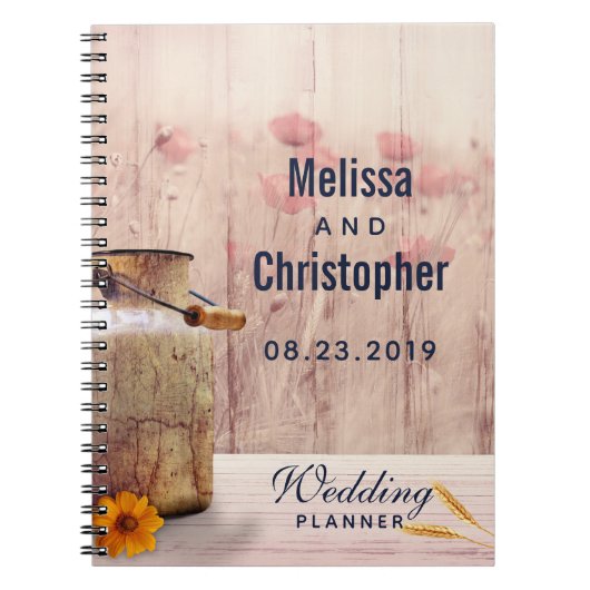 Rustische melk kan een landelijke bruiloft plannen notitieboek (Voorkant)