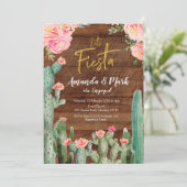 Rustische Mexicaanse Cactus Fiesta Engagement Part Kaart (Staand voorkant)