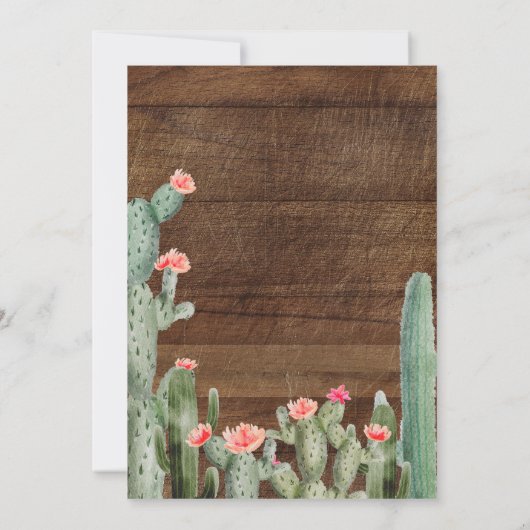 Rustische Mexicaanse Cactus Fiesta Engagement Part Kaart (Achterkant)