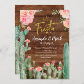 Rustische Mexicaanse Cactus Fiesta Engagement Part Kaart (Voorkant / Achterkant)