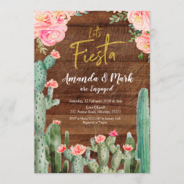 Rustische Mexicaanse Cactus Fiesta Engagement Part Kaart