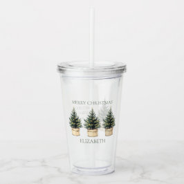 Rustische Minimale Kerstbomen Acryl Drinkbeker