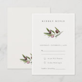 Rustische minimale olijftak Foliage Wedding RSVP Informatiekaartje (Voorkant / Achterkant)